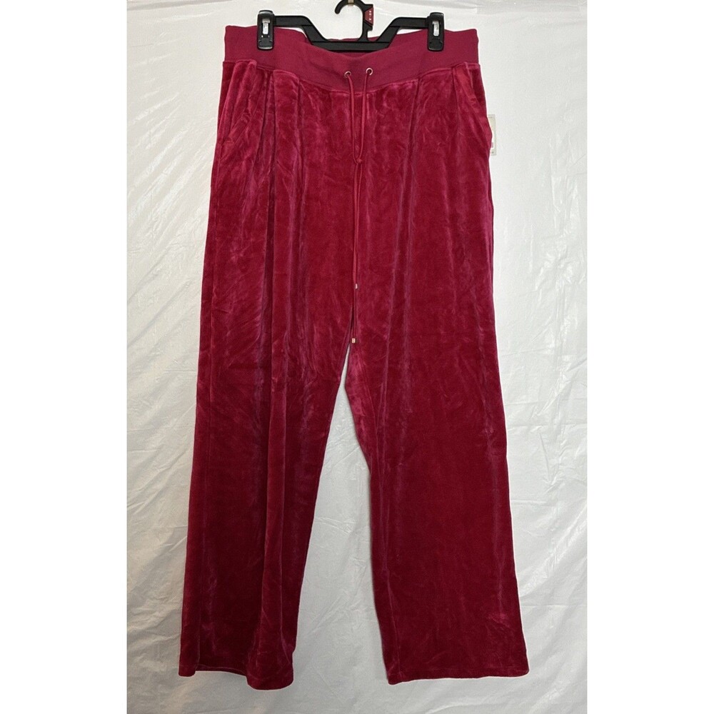 NEW Liz Claiborne Red Luxe Velour Pants Wide Leg Casual Holiday Womens Plus 2X